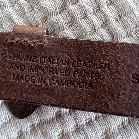 Madewell Belt Womens Small Brown Genuine Italian Leather Brass Buckle Classic - Picture 6 of 11